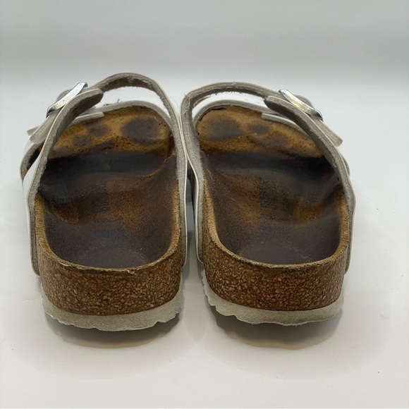 Birkenstock Arizona Slide Sandals White Leather Women’s Sz 7 EU 38 - Picture 5 of 9